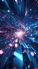 Poster - Abstract light tunnel visualization with illuminated vortex and geometric elements