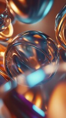 Poster - Abstract Spherical Forms: Iridescent Light Reflections on Metallic Surfaces