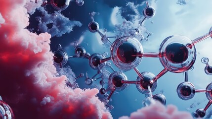 Poster - Abstract visualization of molecular structures with ethereal cloud formations