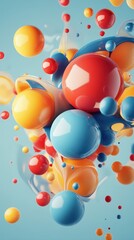 Poster - Chromatic Spheres: An Abstract Digital Artwork with Dynamic Composition and Playful Design