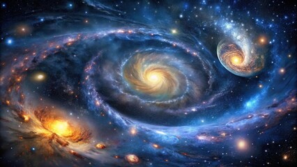 Wall Mural - A vast expanse of starry night sky with swirling galaxies and nebulae, astronomy, universe,  astronomy, universe, cosmos