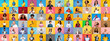 © Prostock-studio - A captivating collection of diverse individuals expressing various emotions and poses is captured against bright, colorful backgrounds.