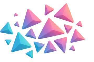 Aufkleber - Pink, light blue gradient triangles varying in scale, drifting across transparent backdrop, creating geometric abstract visual composition