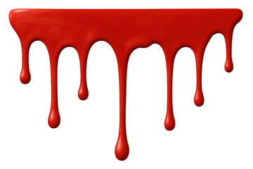 Poster - Vibrant red paint dripping, forming viscous streaks against transparent backdrop, suggesting eerie horror-themed visual element