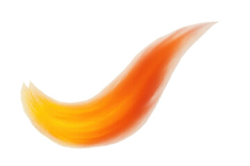 Poster - Vivid orange and yellow paint brushstroke blending, forming expressive abstract design element on transparent surface