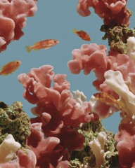Poster - Vibrant Underwater Coral Reef with Tropical Fish Showcasing Marine Biodiversity for Ocean Conservation and Eco Tourism Marketing Campaigns