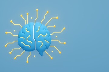 Poster - Colorful 3D Brain with Circuit Lines Representing Artificial Intelligence and Technology Concepts