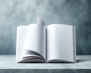 Aufkleber - Minimalist open notebook mockup with blank pages on textured surface, perfect for creative design templates, stationery branding, and modern workspace concept