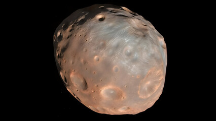 Wall Mural - A high-resolution, detailed rendering of Phobos, one of Mars's natural satellites, showcasing its distinct irregular, non-spherical shape.
