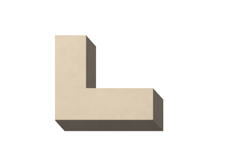 Poster - 3d rendering of a beige l-shaped block on a transparent background, perfect for educational or design projects