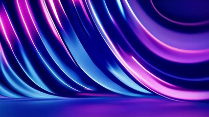 Poster - Abstract Neon Waves: Dynamic Blue and Purple Light Show
