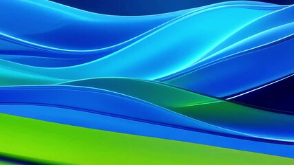 Aufkleber - Abstract Blue and Green Wave Motion Graphics Video