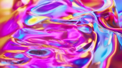 Poster - Abstract iridescent liquid animation with vibrant colors flowing smoothly in a mesmerizing dance