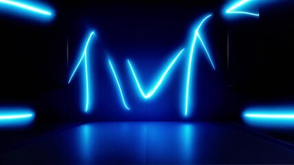 Poster - Abstract Blue Neon Light Show Dynamic Patterns