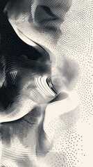Poster - Dynamic grayscale texture with rippling lines and granular pointillism
