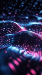 Poster - Dynamic interconnected digital network with flowing nodes and vibrant hues