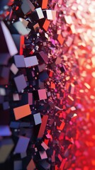 Poster - Dynamic interplay of geometric forms in a digitally rendered abstract space