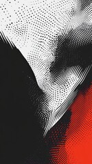 Poster - Dynamic monochrome texture of halftone dots interwoven with a touch of vibrant color