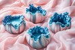 © NURDIYANNA - Elegant Abstract Bowls with Blue and Pink Swirls on Soft Fabric