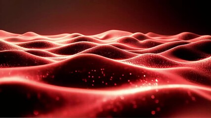 Aufkleber - Crimson Waves: Abstract Liquid Animation with Glowing Particles