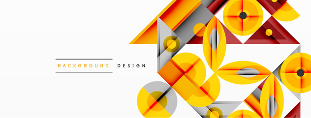 Leinwandbilder - Abstract geometric pattern. Orange, yellow shapes overlap white space. Modern design elements create dynamic visual texture.