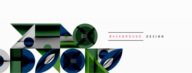Aufkleber - Abstract geometric shapes, blue, green, silver tones. Modern design elements create dynamic composition. Clean lines, minimalist aesthetic.