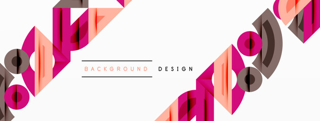 Poster - Abstract geometric pattern. Pink, brown, beige shapes repeat across white space. Minimalist design elements present.