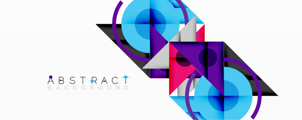 Aufkleber - Geometric shapes overlap, creating vibrant abstract design. Blue, purple, black dominate composition. Modern aesthetic.