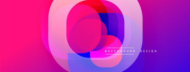 Aufkleber - Abstract vibrant circles overlap, creating dynamic colorful background. Modern design elements suggest fluidity, energy.