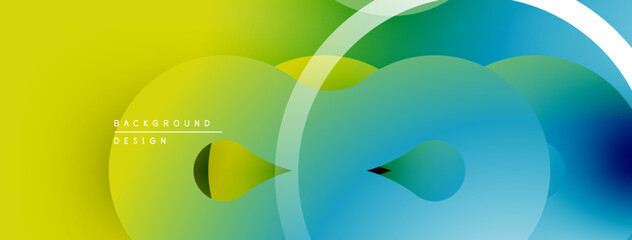 Aufkleber - Abstract gradients, overlapping circles create dynamic visual effect. Bright colors blend smoothly, modern design element.