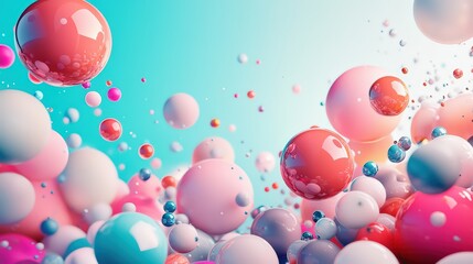 Poster - Enchanting celestial spheres floating against soft azure backdrop, a whimsical fantasy