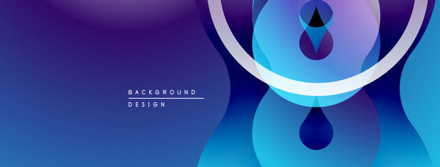 Poster - Abstract design features overlapping circles, gradients. Blue, purple hues create modern aesthetic. Minimalist composition suits backgrounds.