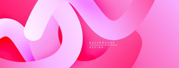Poster - Abstract pink waves create dynamic background. Smooth gradients, flowing shapes suggest movement, modern design aesthetic.