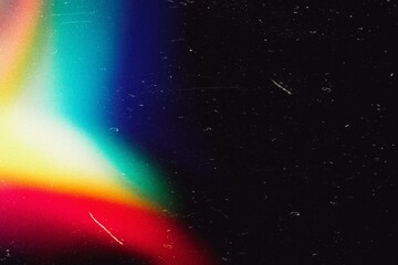 Poster - crystal rainbow light leaks photo overlay background with lens flare effect, scratches dust dirty fi