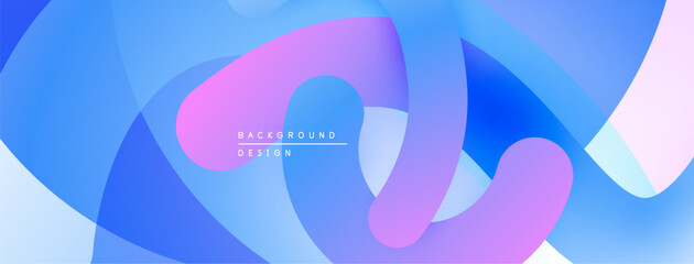 Poster - Abstract fluid shapes, blue, pink hues blend. Modern design, gradient effect creates dynamic visual experience. Minimalist aesthetic.