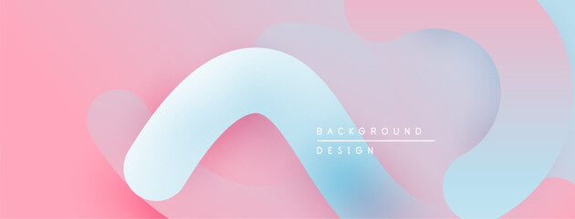 Aufkleber - Abstract fluid shapes, pinks, blues create modern background. Soft gradients offer dynamic visual experience.