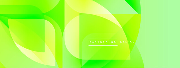 Aufkleber - Abstract geometric shapes, vibrant green hues, smooth gradients. Modern design element for digital backgrounds or banners.