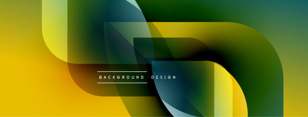 Aufkleber - Abstract fluid shapes, yellow, green gradients. Modern design with overlapping layers, text background design present.