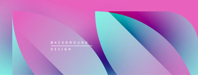 Aufkleber - Abstract fluid shapes blend pink, purple, blue hues. Modern design features gradient layers, soft curves, text overlay. Minimalist aesthetic.