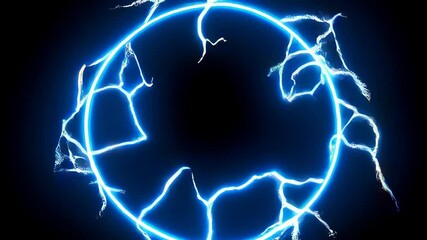 Poster - Electrifying blue circle with glowing streaks over black backdrop, concept for energy, technology, science, and power
