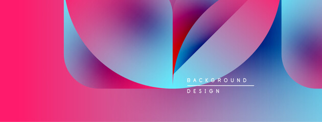 Aufkleber - Abstract fluid shapes blend vibrant pinks, blues, purples. Modern design features text background, design. Gradient colors create dynamic visual effect.