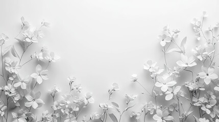 Fototapete - Minimalist white floral arrangement photography in an artistic studio setting with close-up perspective