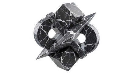 Aufkleber - Black marble abstract sculpture intertwining geometric shapes