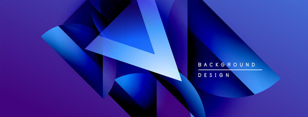 Leinwandbilder - Abstract blue shapes create dynamic composition. Gradient colors suggest depth, modern design elements present.