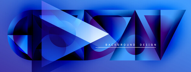 Poster - Abstract geometric shapes, vibrant blue hues, dynamic composition. Modern design elements create futuristic visual impact.