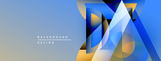 Leinwandbilder - Abstract geometric design. Blue, yellow hues blend. Modern background suitable for digital projects, presentations. Clean, minimalist aesthetic.