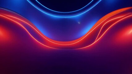 Poster - Abstract Neon Waves Red Blue Dynamic Light Show