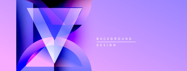 Fototapete - Abstract geometric design. Purple, blue hues create dynamic visual impact. Modern aesthetic, suitable for backgrounds, presentations.