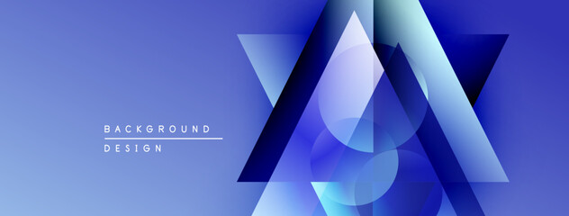 Poster - Abstract geometric shapes, blue gradients, modern design. Minimalist composition creates dynamic visual effect. Background elements suggest depth.