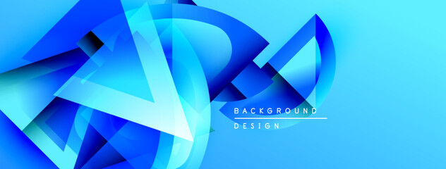 Fototapete - Abstract blue design features dynamic shapes, gradients, flowing lines. Modern background suitable for digital projects.